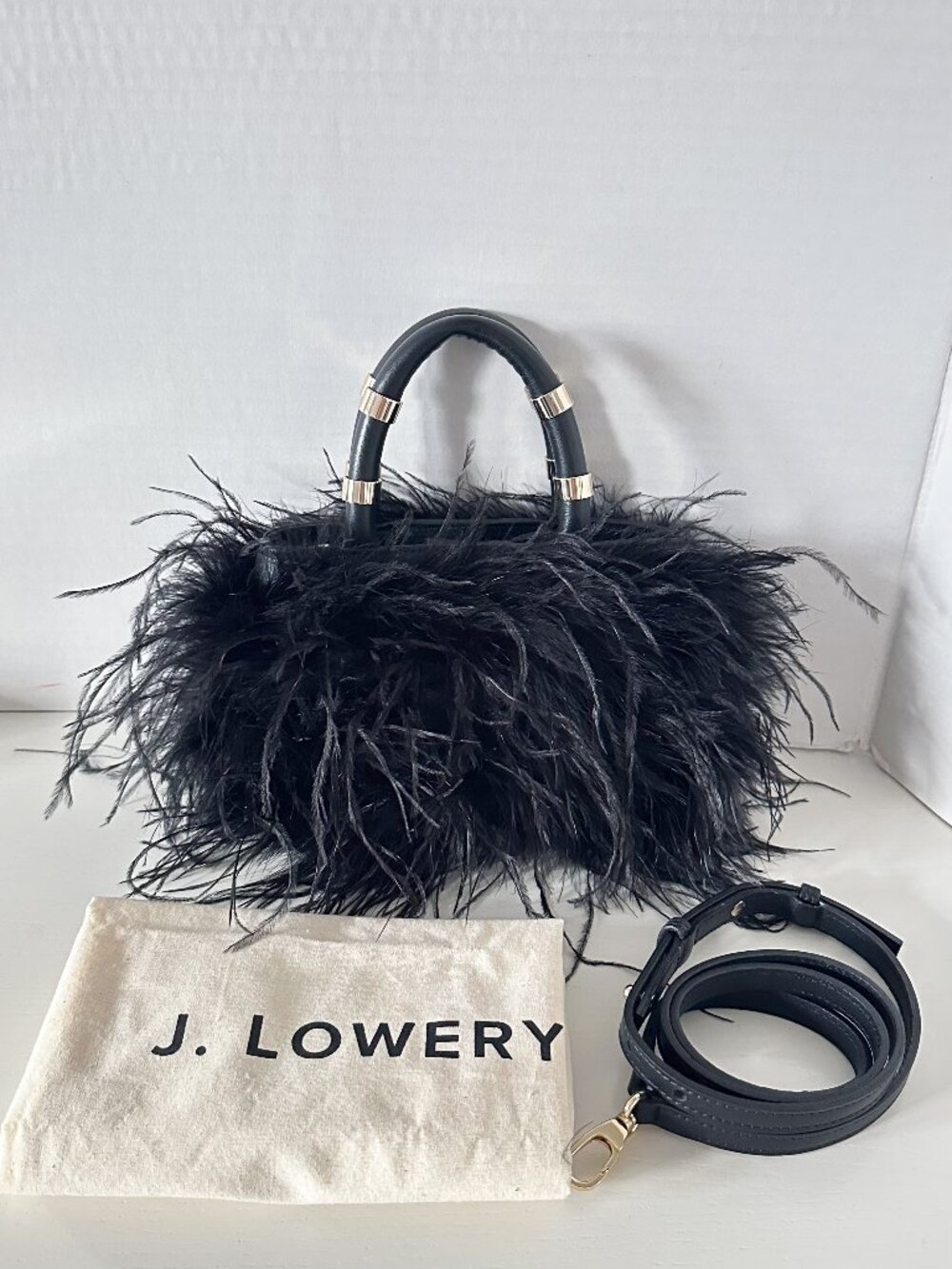 J.LOWERY Black Emily Feather Bag - Used Once - Picture 2 of 5